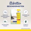 Bildet viser en produktpakke for Avery Zweckform kabelmarkører. Den fremhever funksjoner som lett tilpassbare design via en etikett-designer, vanntette og holdbare materialer, CO2-nøytralitet, og produksjon i Tyskland.