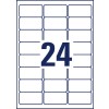 Stansetegning Enkelark A4, Artikkel: J4773-10, Værbestandige folieetiketter, Format: 63,5 x 33,9 mm, 24 etiketter/ark