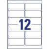 Stansemønster enkeltark A4, Artikkel: J4776-10, Værbestandige folieetiketter, Format: 99,1 x 42,3 mm, 12 etiketter/ark.