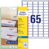 Etikettbilde med etikettark: Avery Zweckform, Artikkel: J8651-25, Format: 38,1 x 21,2 mm, Skriver: Inkjet, Innhold: 1.625 etiketter / 25 ark, 65 etiketter/ark.