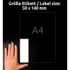 Størrelsessammenligning med hånd, Artikkel: J8875-5, ett ark magnetskilt, format: 50 x 140 mm, farge: hvit.