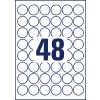 Stanse-tegning enkeltark A4, Artikkel: L4716-20, Værbestandige folieetiketter, Format: ⌀ 30 mm, 48 etiketter/ark.