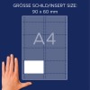 Størrelsessammenligning med hånd, artikkel: L4728-20, ett ark med plasskort, format: 60 x 90 mm, farge: hvit.