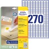 Pakningsbilde med etikettark: Avery Zweckform Universaletiketter, avtagbare, artikkel: L4730REV-25, format: 17,8 x 10 mm, egnet for utskrift: Inkjet, Laser s/hv, Fargelaser, innhold: 8 100 etiketter / 30 ark, 270 etiketter/ark.