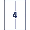 Stansetegning Enkelark A4, Artikkel: L4733REV-25, Universaletiketter, avtagbar, Format: 99,1 x 139 mm, 4 etiketter/ark.