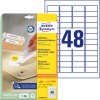 Pakningsbilde med etikettsark: Avery Zweckform Universal-etiketter, avtagbare, Artikkel: L4736REV-25, Format: 45,7 x 21,2 mm, Egnet for utskrift: Inkjet,Laser s/hv, Fargelaser, Innhold: 1.440 etiketter / 30 ark, 48 etiketter/ark