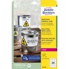 Pakningsbilde: Avery Zweckform Værbestandige folieetiketter for laserskrivere, Artikkel: L4773-8, Format: 63,5 x 33,9 mm, Skriveregenhet: Laser s/hv, fargelaser, Innhold: 192 etiketter / 8 ark, 24 etiketter/ark.