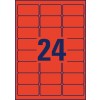 Stanseopptak enkeltark A4, Artikkel: L6034-20, Fargede etiketter, avtakbare, Format: 63,5 x 33,9 mm, 24 etiketter/ark.