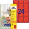 Forpakningsbilde med etikettark: Avery Zweckform Fargede etiketter, avtakbare, Artikkel: L6034-20, Format: 63,5 x 33,9 mm, Utskriftsegnethet: Inkjet, laser s/hv, fargelaser, Innhold: 480 etiketter / 20 ark, 24 etiketter/ark