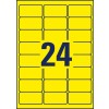 Stansemal enkeltark A4, Artikkel: L6035-20, Fargede etiketter, avtagbare, Format: 63,5 x 33,9 mm, 24 etiketter/ark.