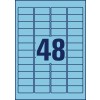 Stansemal enkeltark A4, artikkel: L6039-20, fargede etiketter, avtakbare, format: 45,7 x 21,2 mm, 48 etiketter/ark.