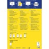 Bildet er en informasjonsguide om hvordan man lager og skriver ut CD-etiketter. Den inkluderer instruksjoner på flere språk, tips for bruk, og produktkoder for ulike etiketter. Designet er lyst og inneholder grafikk for lettere forståelse.