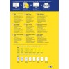 Bildet er en promotergrafikk for Averys etikettutskriftstjenester, som viser ulike typer robuste etiketter, deres egenskaper, og instruksjoner for design og utskrift.