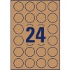 Stansetegning enkeltside A4, Artikkel: L7105-25, Naturbrune etiketter, Format: ⌀ 40 mm, 24 etiketter/ark.