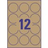 Stansemal enkeltark A4, Artikkel: L7106-25, Naturlig brune etiketter, Format: ⌀ 60 mm, 12 etiketter/ark