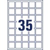 Stansemal enkelark A4, Artikkel: L7120-25, Kvadratiske etiketter, Format: 35 x 35 mm, 35 etiketter/ark
