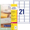 Pakkebilde med etikettark: Avery Zweckform adresseetiketter, artikkel: L7560-25, format: 63,5 x 38,1 mm, trykkegnet: laser s/hv, fargelaser, innhold: 525 etiketter / 25 ark, 21 etiketter/ark.