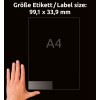 Størrelsessammenligning med hånd, artikkel: L7562-25, ett ark adresseetiketter, format: 99,1 x 33,9 mm, farge: transparent?