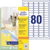 Forpakningsbilde med etikettark: Avery Zweckform Mini-organisasjonsetiketter, Artikkel: L7632-25, Format: 35,6 x 16,9 mm, Skriveegnet: Inkjet, Laser s/hv, Fargelaser, Innhold: 2.000 etiketter / 25 ark, 80 etiketter/ark.