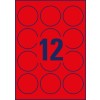 Stanse-tegning enkeltark A4, Artikkel: L7670R-25, Etiketter i spesialfarger, Format: ⌀ 63,5 mm, 12 etiketter/ark.