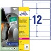 Pakningsbilde med etikettark: Avery Zweckform Ultra-resistente folieetiketter, artikkel: L7913-10, format: 99,1 x 42,3 mm, utskriftsegnet for: laser s/hv, fargelaser, innhold: 120 etiketter / 10 ark, 12 etiketter/ark.