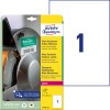 Eske med etikettark: Avery Zweckform Ultra-resistente folieetiketter, artikkel: L7917-10, format: 210 x 297 mm, utskriftsmetode: Laser s/h, fargelaser, innhold: 10 etiketter / 10 ark, 1 etikett/ark?