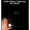 Størrelsessammenligning med hånd, Artikkel: L7950-20, ett ark med etiketter for kabelmerking, Format: 60 x 40 mm, Farge: Hvit?