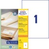 Forpakningsbilde med etikettsark: Avery Zweckform resirkulerte universaletiketter, Artikkel: LR3478, Format: 210 x 297 mm, Utskriftsegnet: Inkjet, sort/hvitt laser, fargelaser, Innhold: 100 etiketter / 100 ark, 1 etikett/ark.
