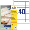 Pakningsbilde med etikettark: Avery Zweckform Recycling Universal-etiketter, Artikkel: LR3657, Format: 48,5 x 25,4 mm, Skriverpasser: Inkjet, Laser s/h, Fargelaser, Innhold: 4.000 etiketter / 100 ark, 40 etiketter/ark