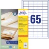 Pakningsbilde med etikettark: Avery Zweckform Resirkulerings Universal-etiketter, Artikkel: LR3666, Format: 38 x 21,2 mm, Utskriftskompatibilitet: Inkjet, Laser s/hv, Fargelaser, Innhold: 6.500 etiketter / 100 ark, 65 etiketter/ark.