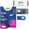 Forpakningsbilde med etiketark: Avery Zweckform, Artikkel: POL30MA02-5DR, Magnetiske navneskilt, Format: 70 x 30 mm, Skriverkompatibilitet: Fargelaser, Laser s/h, Inkjet, Innhold: 5 skilt / 18 innsatskort / 1 ark, 18 kort/ark?