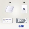 Bildet inneholder fem navneskilt, en tom navnelapp, en innsats til navneskilt og en mekanisme for navneskilt. Gjenstandene er arrangert på en visuelt tiltalende måte på en lys bakgrunn.