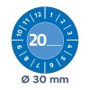 Bildet viser en sirkulær måler eller skive med tall fra 1 til 12 og 1 til 12 rundt kanten. Tallet '20' er fremtredende i midten, og det er en etikett som angir 'Ø 30 mm' under sirkelen.