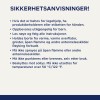 Bildet inneholder sikkerhetsinstruksjoner på norsk, som vektlegger viktigheten av å holde produktet borte fra barn og varmekilder, å følge instruksjonene, og å unngå åpne flammer.